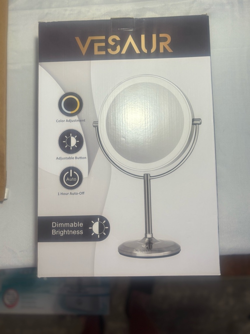 Nickel LED Lighted Vanity Mirror – Dimmable Touch 3 Lights New